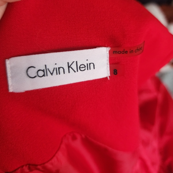 ☆Calvin Klein Apple Red Ruffle Midi Dress☆ - Picture 2 of 2